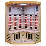 Dewello® Infrarotkabine Infrarotsauna Brandon 120cm x 120cm Dual-Therm für 1-2 Personen aus...