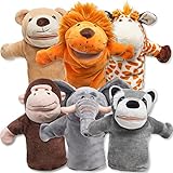 JOYIN 6 Stück Tier Handpuppen Spielzeug Set für Kinder,Freunde Im Tiergarten, Deluxe plüschtiere...