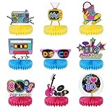 Minnhua 9 Stück 80er Thema Party Dekorationen Bienenwabe 1980er Waben Tischdeko 80er Thema Party...