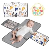 HOTUT Tragbares Wickelunterlage,Faltbar Baby Wickelauflage mit Babylätzchen,Wasserdichte Baby...