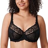 DELIMIRA Damen Minimizer BH Große Größen ohne Polster Vollschalen mit Spitze Schwarz 100E