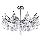 Segrehy Kristall-Deckenleuchte, modern, elegant, 6-armig, Kronleuchter, Hängelampe,...