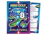 JuNa-Experten 8 Einladungskarten zum 8. Kindergeburtstag Mädchen Jungen Minigolf Mini-Golf coole...
