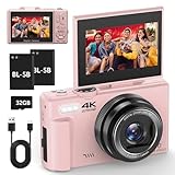 4K 64MP Digitalkamera mit WLAN, 180° Flip Screen Autofokus Vlogging Fotoapparat, Selfie...