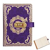 DAZZTIME Tagebuch mit Schloss,200 Seiten Leder Notizbuch,A5 PU Leder Journal mit Schloss,Vintage...
