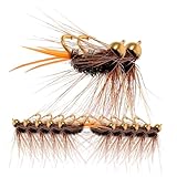 BESTonZON 12 Stück Teiliges Fliegenfischen Köderset Kupferkopf Bionic Fliegenköder Angelhaken...
