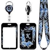 Ausweishalter mit blauer Rose, Kartenhalter und einziehbarer Ausweishalter, niedliches Umhängeband...