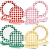 ojustbeok 48 Stück Camp Gingham Pappteller Gingham Kariert Junggesellinnenabschied Zubehör...