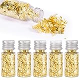 YIIFELL 5 Flasche Blattgoldblätter, Blattgold Zum Basteln, Multifunktions Gold Folien Flocken...