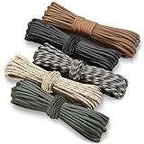 HOVIBU 50m Paracord 4mm, 5 Stück Paracord Schnüre Seil 7 Kern-Strängen, 100% Nylon Cord Hält bis...