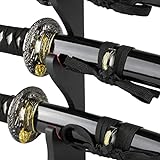 Epic Swords Katana Wakizashi Tanto Black Tiger Samuraischwert Set Deko stumpf mit Schwertständer...