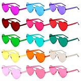 VEVOQIM Herz Sonnenbrille,15 Paar Bunte Herzbrille Partybrille,Sonnenbrillen Herzform Party Hippie...