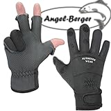 Angel-Berger Premium Neoprenhandschuhe schwarz Angler Handschuhe zum Angeln (M)