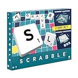 Mattel Games Scrabble-Brettspiel, Wortspiel für Familien mit zwei Spielmöglichkeiten, enthält 50...