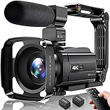 4K Videokamera Camcorder 48MP UHD WiFi IR Nachtsicht Vlogging Kamera für YouTube 16X Digital Zoom...