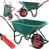 GARDEBRUK® Schubkarre 100 Liter Bauschubkarre Gartenschubkarre bis 150kg Belastbarkeit Luftreifen...