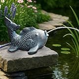 Wasserspeier Solar mit Pumpe – Teichfigur mit Solarpumpe & Wasserspiel – Gartendeko aus...