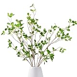 Dremisland 3 Stück Künstliche Ficus Zweige Faux Blatt Spray 110 cm Künstliche Grün Stämme Faux...