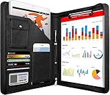 NEWYES NY-A403-BL-EU Konferenzmappe aus Leder, mit Reißverschluss, A4, Reisedokumentenmappe,...