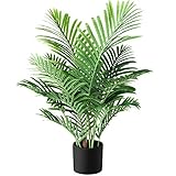 Fopamtri Kunstpflanzen Groß Areca Kunstpalme 90cm im Topf Künstliche Pflanze Tropical Hawaii Grün...