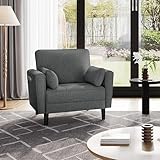 Yaheetech 1 Sitzer Sofa, Loveseat, Kleine Sofa mit 2 Kissen und Armlehnen, Moderne Leinen Couch...