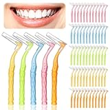 Eudomis 60 Stück Interdentalbürsten, L-förmige Zahnzwischenraumbürsten in 5 Größen mit...