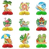 9 Stück Hawaii Waben-Tischdekoration, Luau Party Waben Tischaufsätze 3D Tiki Fiesta Tischdeko...