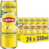 LIPTON ICE TEA Sparkling Zitrone, Eistee mit Kohlensäure und Zitronen Geschmack (24 x 0.33l)