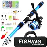 Raxfekro Angelset für Kinder, 1.8m Kinderangel Starter Set, Angelrute Set Kinder mit Angelrolle und...