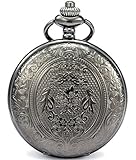 SEWOR Classic geschnitzt Shell Zifferblatt Japanisches Quarz-Uhrwerk Taschenuhr mit Fashion Double...