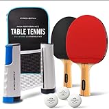 PRO-SPIN Tischtennisschläger Set - Mit Tischtennisnetz Für Jeden Tisch, Tischtennis bälle...