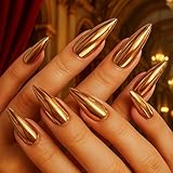 Künstliche Nägel zum Aufdrücken, lange Kunstnägel mit Hochglanz-Spiegeleffekt, hochwertiges...