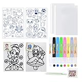 Noaxylic Kids Window Color Set, mit 8 X 10 ml Farbe und Malvorlage A4 mit 20+ Motiven, Fensterfarben...