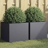 Mokuyary Pflanzkübel 2 Stück Anthrazit 42x40x39 cm Stahl, Pflanzbeet Hochbeete für Gemüse,...