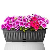 BigDean Blumenkasten mit abnehmbarem Untersetzer - Anthrazit 50 cm lang aus bruchsicherem Kunststoff...