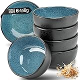 Moritz & Moritz ORGANIC Müslischalen Set 6-teilig Blau, Steingut Bowls im modernen Design, ca. 500...