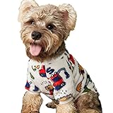 JENPECH Bequemer Pullover für Haustiere, Hundebekleidung mit Catounen-Druck, T-Shirt mit Ärmeln,...
