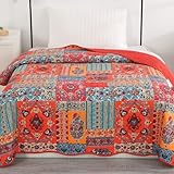 Qucover Tagesdecke Shabby chic 140 x 200 cm Patchwork Bettüberwurf 150x200 aus Baumwolle Gesteppte...