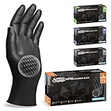 PROGRIP Einweghandschuhe Diamant Grip, Schwarz, Einmalhandschuhe Extra Stark, Nitrilhandschuhe Gr....