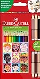 Faber-Castell 511514 - Buntstifte Set dreikant, 15-teilig, inkl. Bicolor Hautfarben, für Kinder und...