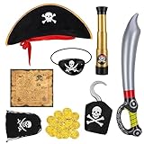 Opopark 8-teilig Piratenkostüm Kinder, Pirate Kostüm Zubehör Cosply Kostüm Kinder Jungen...