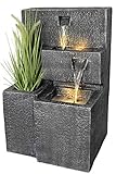 Arnusa Springbrunnen Grada Bepflanzbar mit LED Beleuchtung, Wasserfall Gartenbrunnen Kaskade...