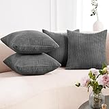 Pameil 4er Set Kordsamt Kissenbezug 45x45 cm Kissenbezüge Kissenhülle Sofakissen Dekokissenbezug...