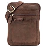 LEABAGS Leder Umhängetasche Herren & Damen I Messenger Bag mit Schultergurt I Schultertasche I...