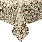 Erwin Müller Tischdecke, Tischwäsche Zweige grün-rot Größe 130x170 cm - edel und robuster...