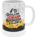 GRUSS & CO Bierkrug Motiv Grillen | Vatertag | Männergeschenk | Steinzeug | 60 cl | 48216