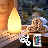 Arnusa Moderne Tischleuchte kabellos Akku 21 cm Sauna Lampe Farbwechsel PL106 Leuchte Tischlampe...