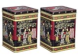 tea4chill 2 Stk Teedosen für losen Tee 500g, Gewürzdosen, Black Japanese, Metall, eckig mit...