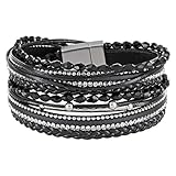 StarAppeal Armband Wickelarmband mit Perlen, Strass, Ketten und Flechtelement, Magnetverschluss...