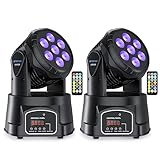 BETOPPER 2er Pack Moving Head LED Mini Partylicht RGBW DJ Licht mit Fernbedienung/DMX/Sound...